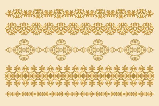 Vector decorative ornaments. Set of horizontal patterns. Vector design element. Computer graphics.