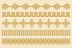 Set of horizontal ornaments in old style. Damask border patterns for decoration. Vector design element. Computer graphics.