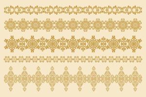 A collection of five horizontal decorative ornaments. Set of patterned borders in antique style. Vector design element. Computer graphics.