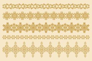 A collection of five horizontal decorative ornaments. Set of patterned borders in antique style. Vector design element. Computer graphics.