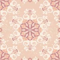 Floral seamless pattern. Geometric damask patterned background. Pink, beige color. For fabric, tile, wallpaper or packaging. Vector graphics.