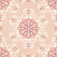 Floral seamless pattern. Geometric damask patterned background. Pink, beige color. For fabric, tile, wallpaper or packaging. Vector graphics.