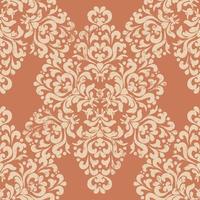 Seamless vintage distressed background. Oriental damask ornament with grunge and scuffs. Pink and beige. Vintage pattern for fabric, wallpaper and packaging. vector