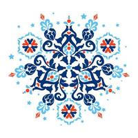 Classic vintage motif with floral elements. Arabesque ornament. Blue, red, white colors. Decorative tiles with ornaments. Vector illustration.