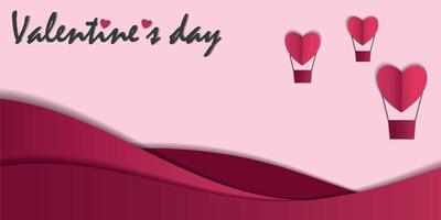 banner ancho universal, tarjeta de cotización romántica del día de san valentín, postal, invitación, plantilla de banner en rosa y rojo. color del año 2023 magenta vivo vector