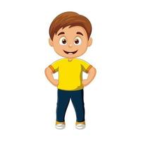 Vector cartoon little boy standing happy smiling