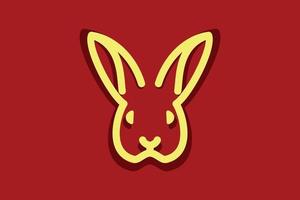 Simple rabbit icon drawing with red background, welcome the year of rabbit in Chinese calendar vector
