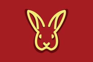 Simple rabbit icon drawing with red background, welcome the year of rabbit in Chinese calendar vector