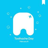 Toothache Day Simple Minimalist Flat Style Vector Illustration. Toothache Bandage Poster, February 9 square background