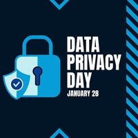 Data Privacy Day. January 28. Template for poster, cover, web, social media square background vector