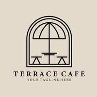 Terrace cafe art logo, icon with emblem and symbol, vector illustration design