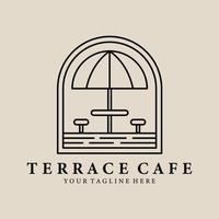 Terrace cafe art logo, icon with emblem and symbol, vector illustration design