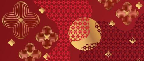 Chinese luxury background vector. Elegant decorative oriental gradient gold geometric curve shape design chinese pattern background. Abstract design illustration for wallpaper, card, poster, banner. vector