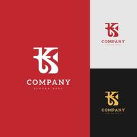 TK Logo Letter Mark Combination retro style with red color vector