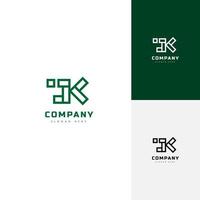 JK logo letter abstract combination pixel cubic  line style for brand company vector