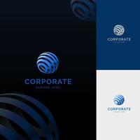 símbolo de logotipo globo redondo estilo corporativo abstracto con color azul vector