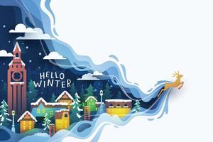 ilustración de vector de paisaje de invierno urbano