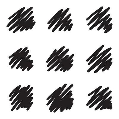 Black artistic scribble outline hand drawn marker pen set.