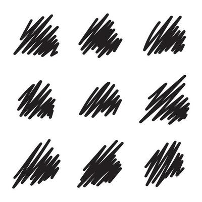 Black artistic scribble outline hand drawn marker pen set.