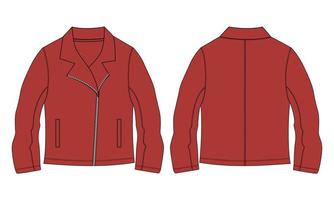 Long sleeve With zipper jacket technical fashion flat sketch vector illustration template in windcheater front and back view.