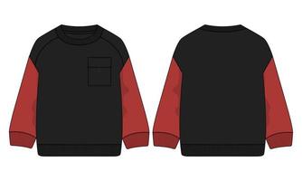 Long sleeve Sweatshirt technical fashion flat sketch vector illustration template front and back views