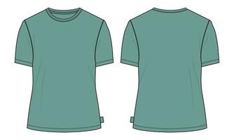 Long sleeve T shirt with technical fashion flat sketch vector Illustration template front and back views.