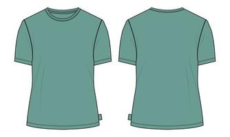 Long sleeve T shirt with technical fashion flat sketch vector Illustration template front and back views.