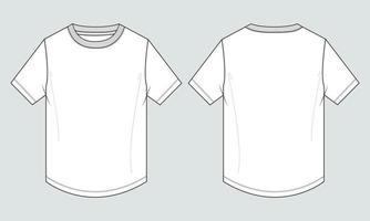 camiseta de manga larga con vista frontal y posterior de la plantilla de ilustración vectorial de boceto plano de moda técnica. vector