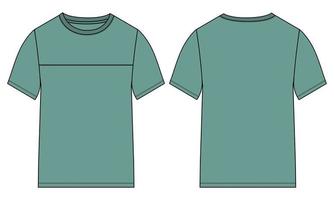 Short sleeve T shirt technical fashion flat sketch vector illustration template front and back views