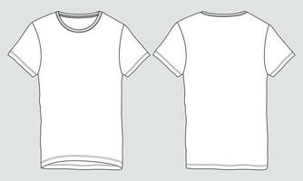 Short sleeve t shirt technical fashion flat sketch vector illustration template front and back views.