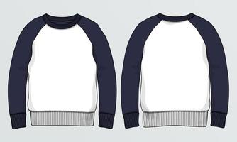 Long sleeve Sweatshirt technical fashion flat sketch vector illustration template front and back views