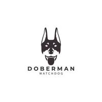 cara de perro doberman pinscher, retro, tienda de mascotas, mascota, logotipo para marca, tienda, pegatina, camiseta, diseño de ilustración vectorial vector