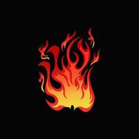 Hand drawn fire illustration on black background for element design. silhouette of flames for design element. vector