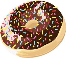 A piece of donut decorated with dark chocolate and sparkles vector