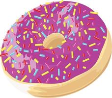 A piece of donut decorated with colored glaze  sparkling icing vector