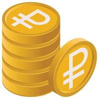 Ruble coins - Isometric 3d illustration. vector