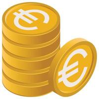 Euro coins - Isometric 3d illustration. vector