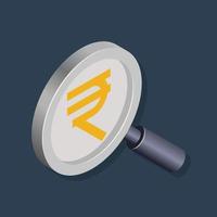 Search rupee - Isometric 3D illustration. vector