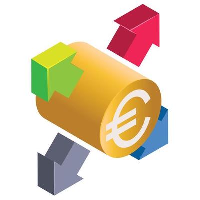 Money sharing - Isometric 3d illustration.