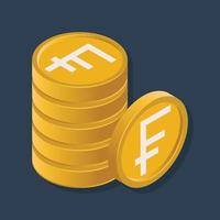 Franc coins - Isometric 3D illustration. vector