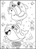 dibujos de tiburones para colorear para niños vector