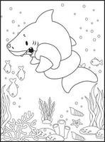 dibujos de tiburones para colorear para niños vector