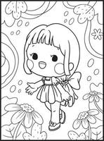 Cute Girls Coloring Pages for kids vector