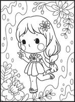 Cute Girls Coloring Pages for kids vector