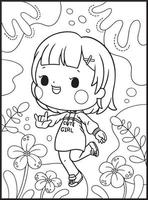 Cute Girls Coloring Pages for kids vector