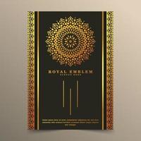 Elegant gold mandala greeting card with ornament pattern design vector