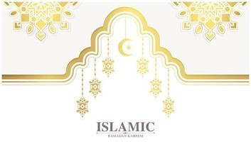 Elegant white and gold decoration Ramadan kareem background vector