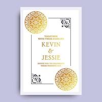 Elegant mandala wedding invitation card template design vector