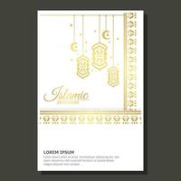 luxury gold islamic border cover vector