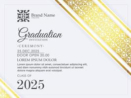 Elegant graduation invitation template with ornament vector